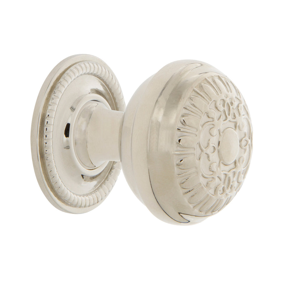 Nostalgic Warehouse 769491: 1-3/8" Egg & Dart Cabinet Knob w/Rope Rose - Polished Nickel