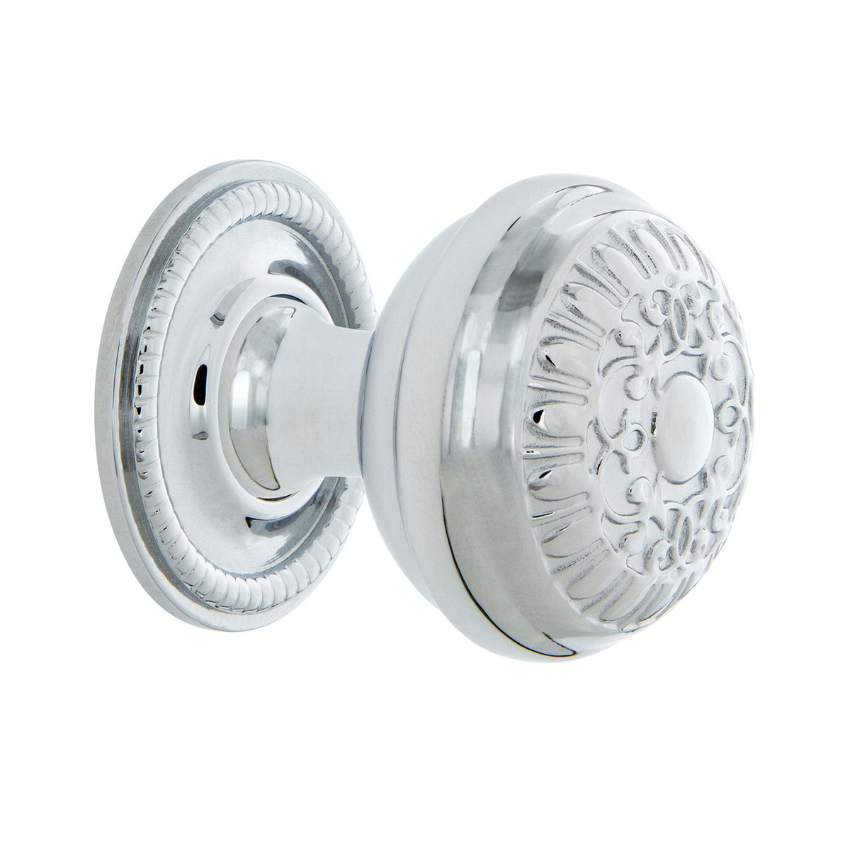Nostalgic Warehouse 769493: 1-3/8" Egg & Dart Cabinet Knob w/Rope Rose - Bright Chrome