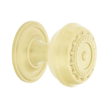 Nostalgic Warehouse 769512: 1-3/8" Meadows Cabinet Knob w/Classic Rose - Satin Brass