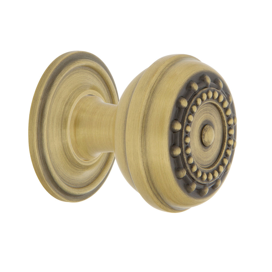 Nostalgic Warehouse 769513: 1-3/8" Meadows Cabinet Knob w/Classic Rose - Antique Brass