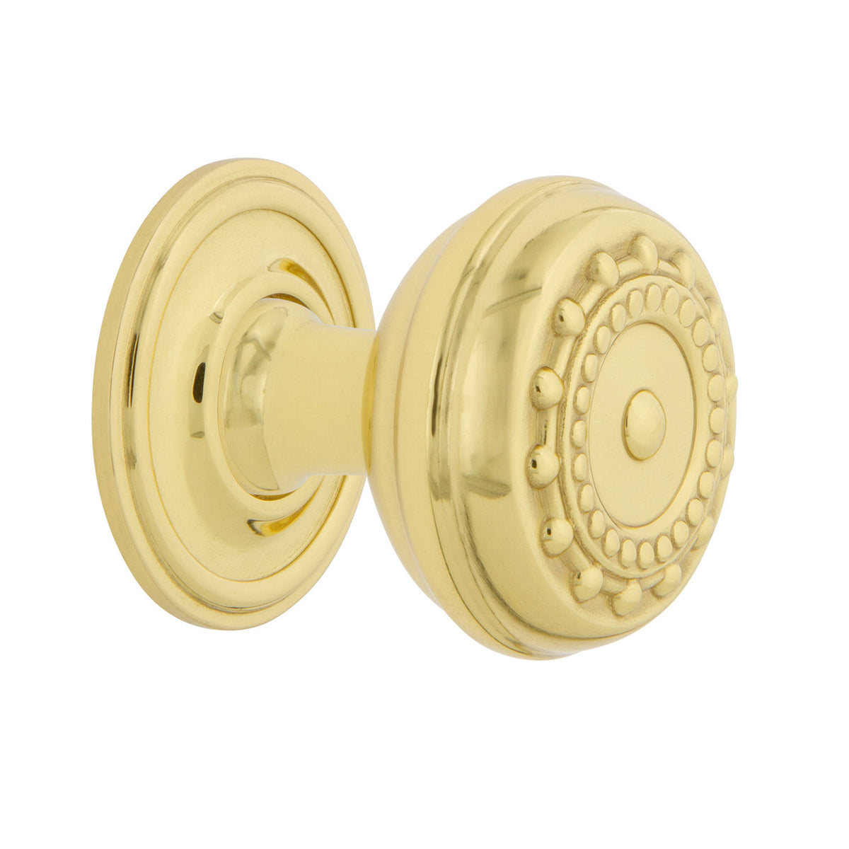 Nostalgic Warehouse 769515: 1-3/8" Meadows Cabinet Knob w/Classic Rose - Unlacquered Brass