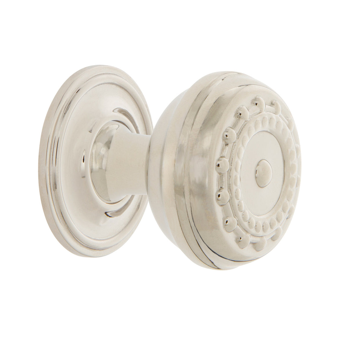 Nostalgic Warehouse 769518: 1-3/8" Meadows Cabinet Knob w/Classic Rose - Polished Nickel