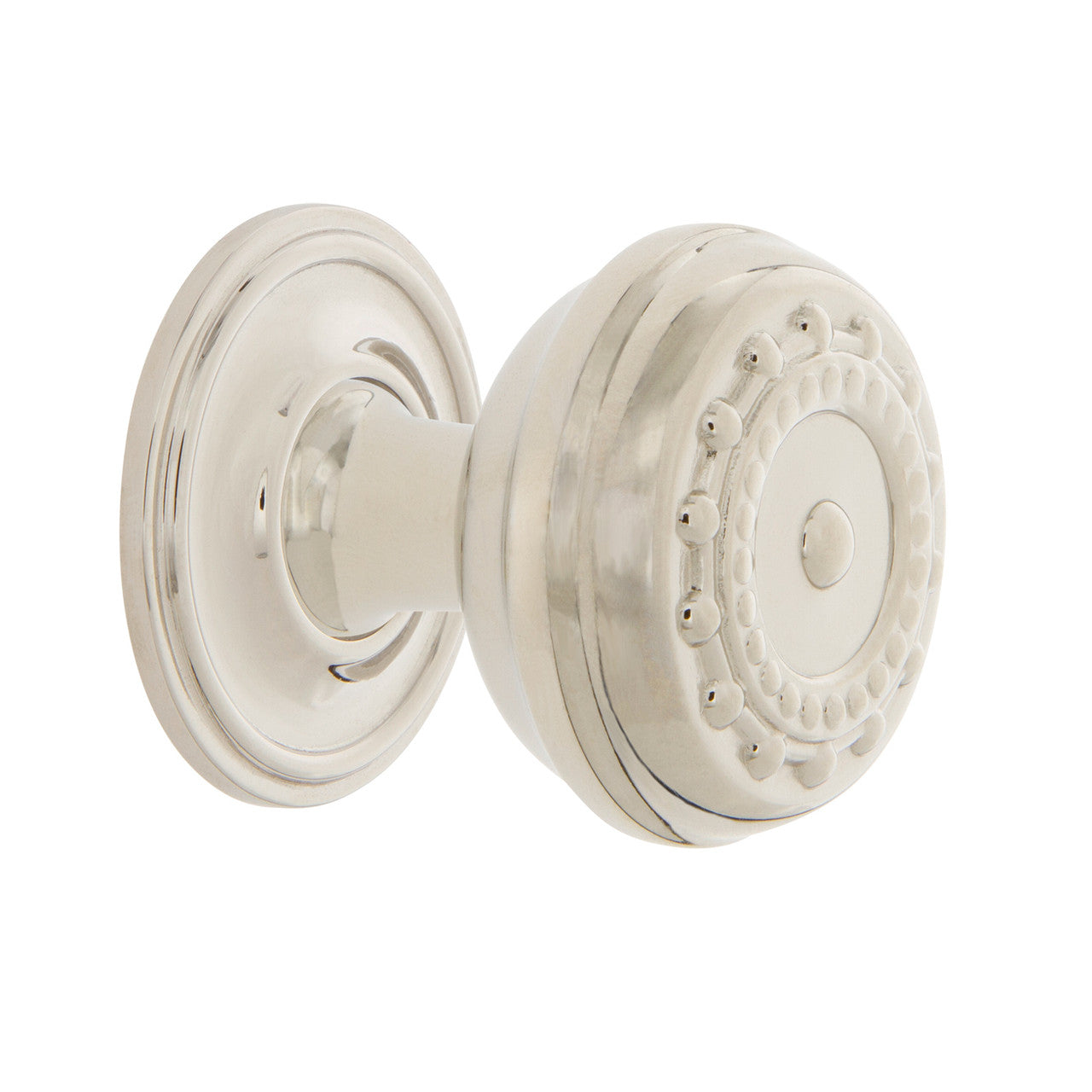 Nostalgic Warehouse 769518: 1-3/8" Meadows Cabinet Knob w/Classic Rose - Polished Nickel