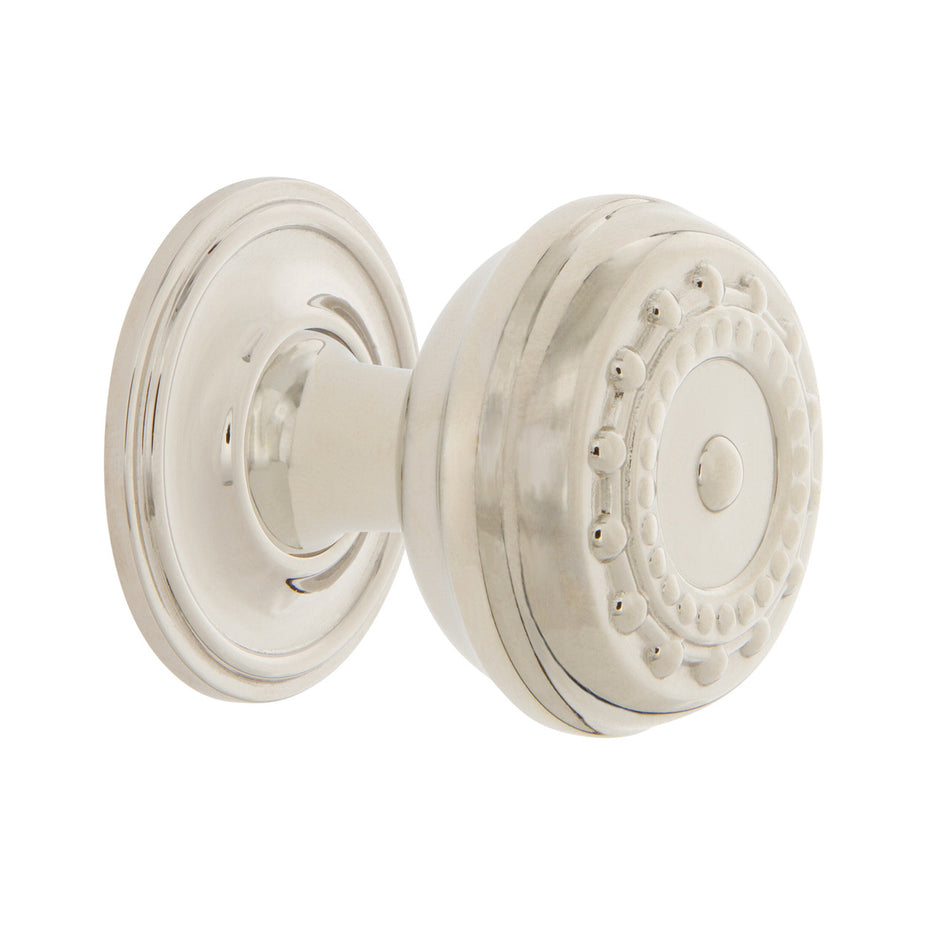 Nostalgic Warehouse 769518: 1-3/8" Meadows Cabinet Knob w/Classic Rose - Polished Nickel