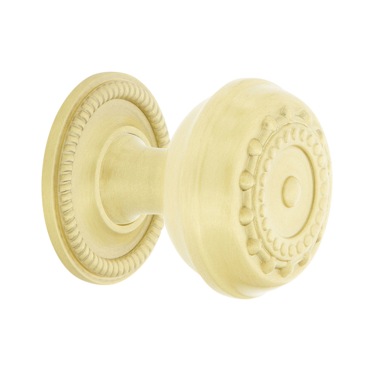 Nostalgic Warehouse 769521: 1-3/8" Meadows Cabinet Knob w/Rope Rose - Satin Brass