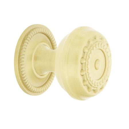 Nostalgic Warehouse 769521: 1-3/8" Meadows Cabinet Knob w/Rope Rose - Satin Brass