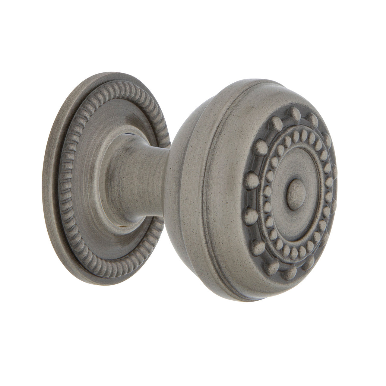 Nostalgic Warehouse 769523: 1-3/8" Meadows Cabinet Knob w/Rope Rose - Antique Pewter