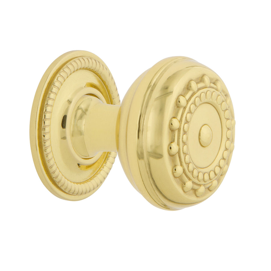 Nostalgic Warehouse 769524: 1-3/8" Meadows Cabinet Knob w/Rope Rose - Unlacquered Brass
