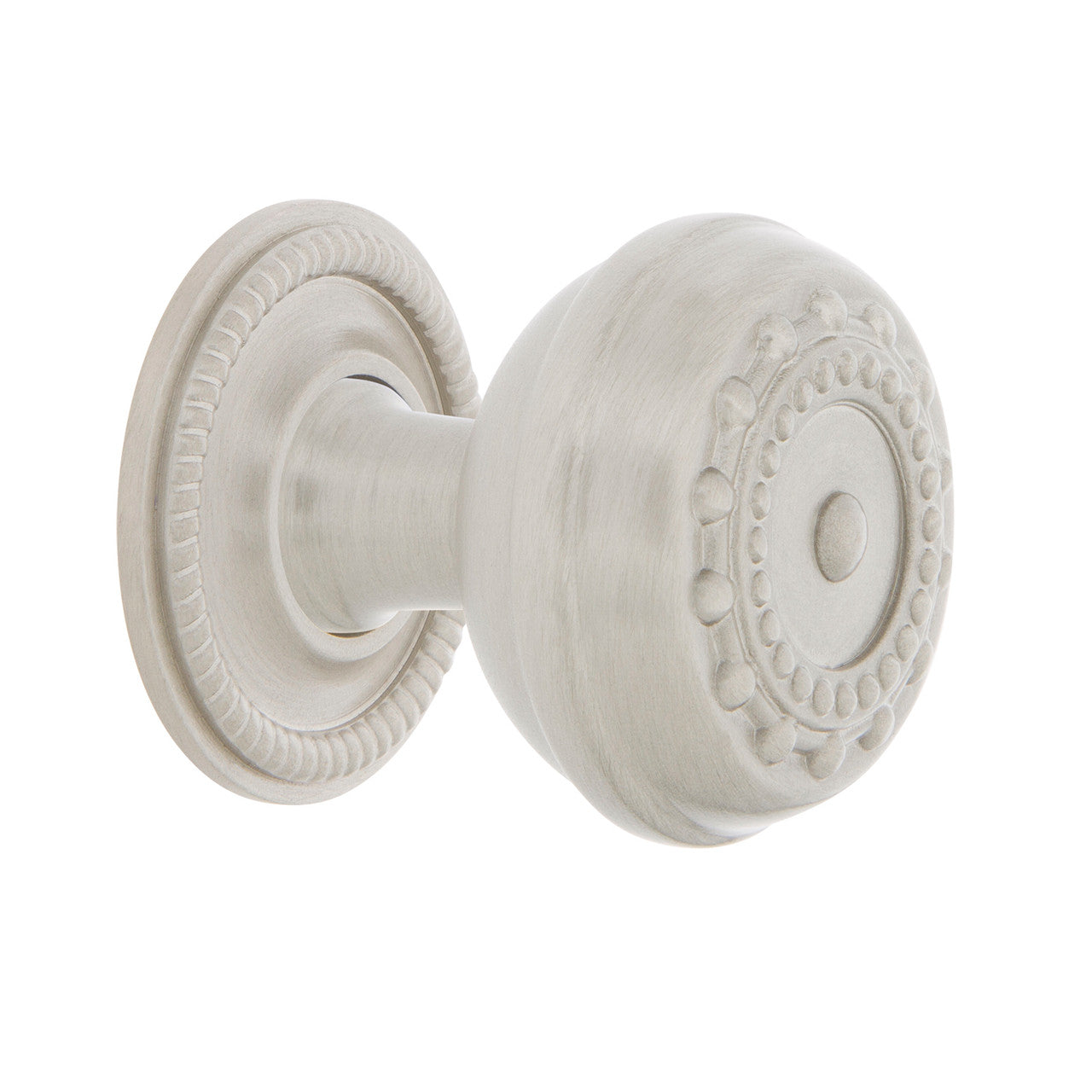 Nostalgic Warehouse 769526: 1-3/8" Meadows Cabinet Knob w/Rope Rose - Satin Nickel