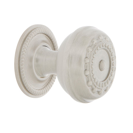 Nostalgic Warehouse 769526: 1-3/8" Meadows Cabinet Knob w/Rope Rose - Satin Nickel