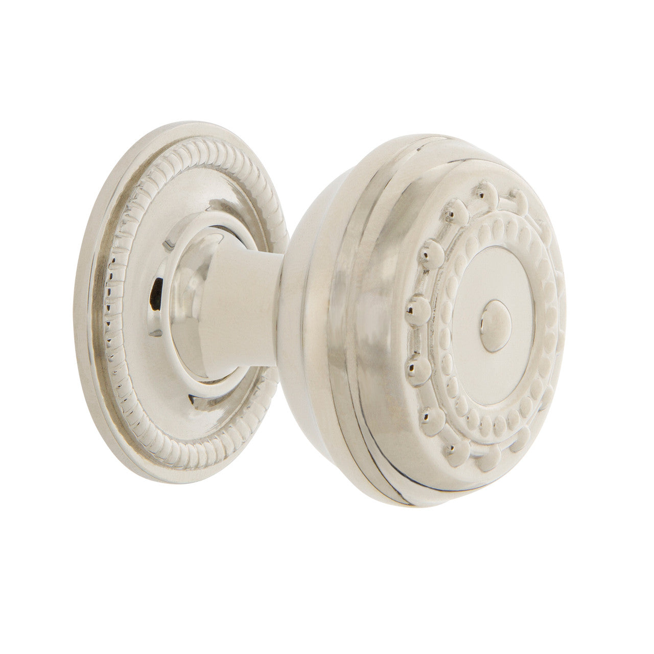Nostalgic Warehouse 769527: 1-3/8" Meadows Cabinet Knob w/Rope Rose - Polished Nickel