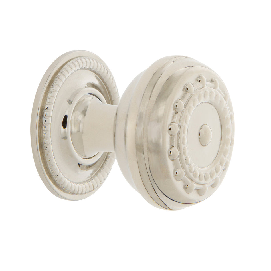Nostalgic Warehouse 769527: 1-3/8" Meadows Cabinet Knob w/Rope Rose - Polished Nickel