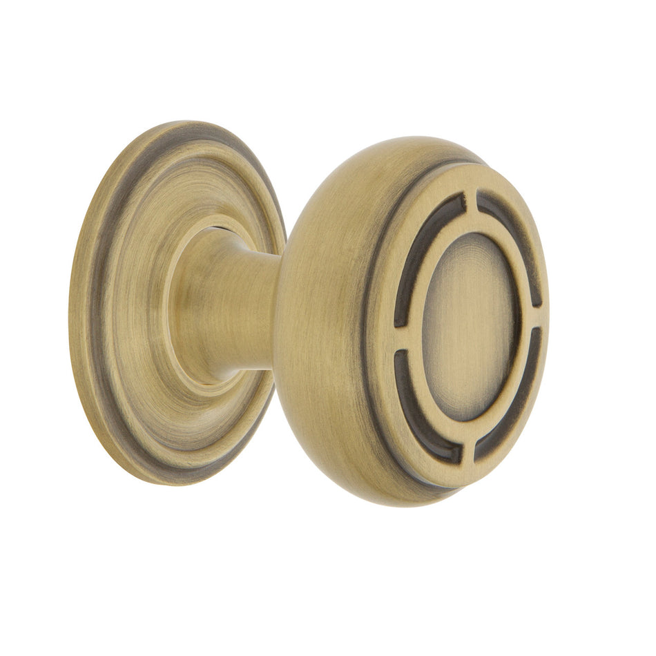 Nostalgic Warehouse 769536: 1-3/8" Mission Cabinet Knob w/Classic Rose - Antique Brass