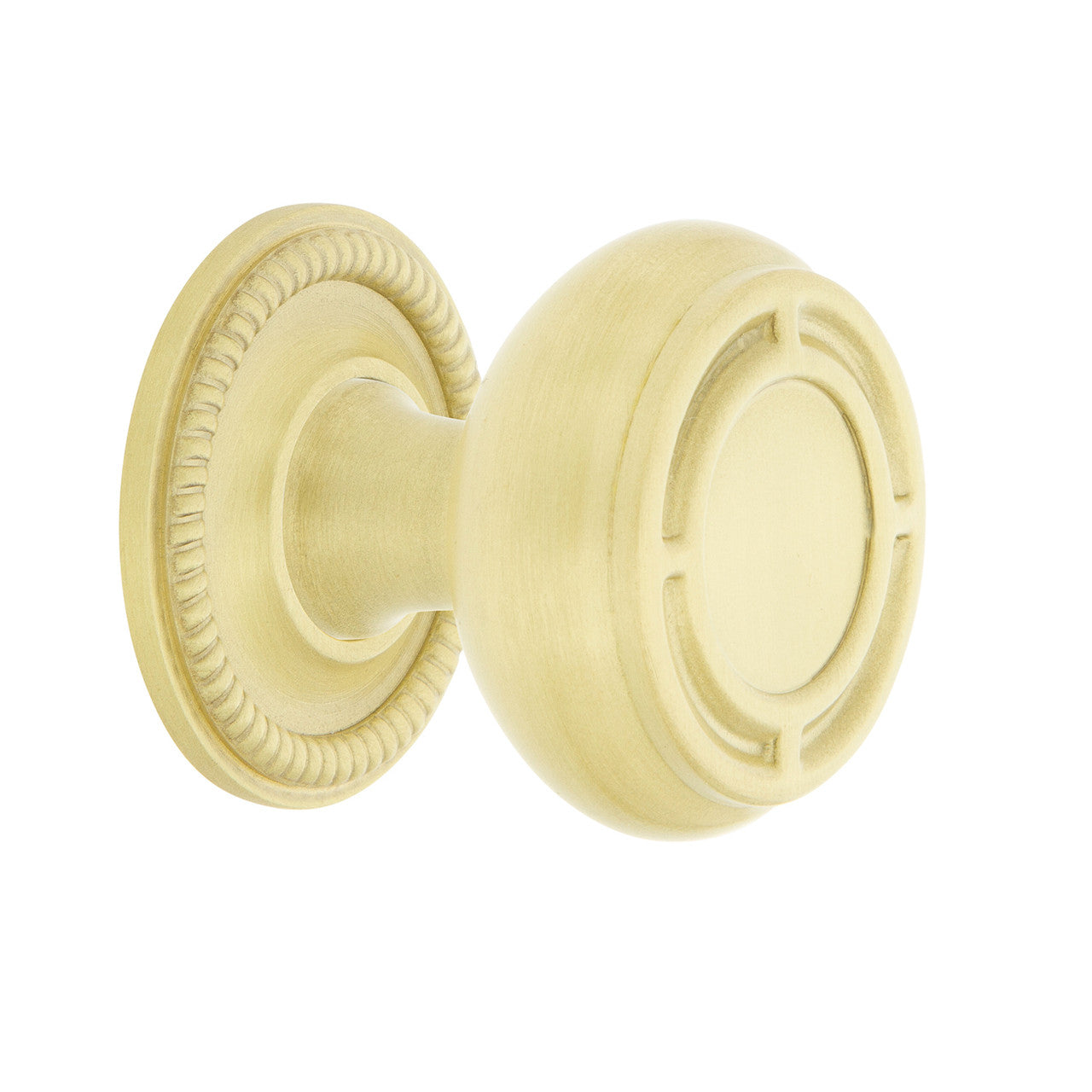 Nostalgic Warehouse 769539: 1-3/8" Mission Cabinet Knob w/Rope Rose - Satin Brass