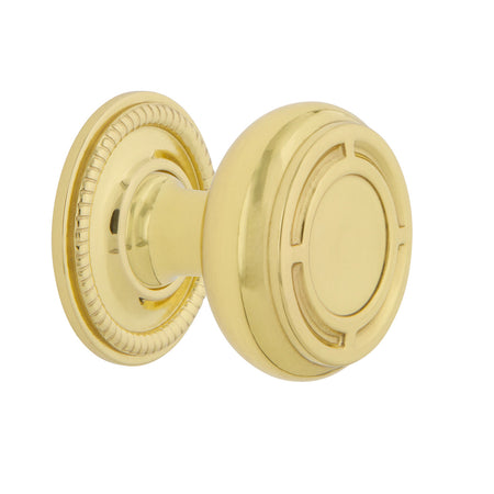 Nostalgic Warehouse 769540: 1-3/8" Mission Cabinet Knob w/Rope Rose - Polished Brass