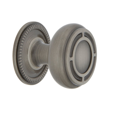 Nostalgic Warehouse 769542: 1-3/8" Mission Cabinet Knob w/Rope Rose - Antique Pewter