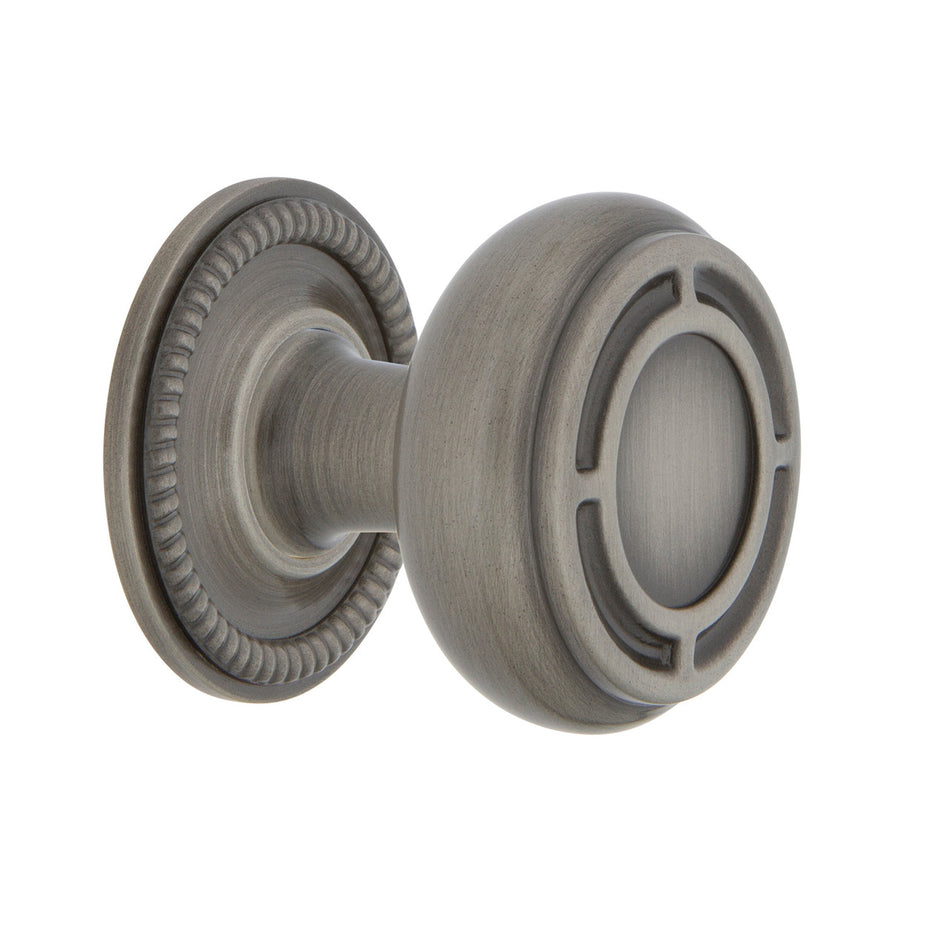 Nostalgic Warehouse 769542: 1-3/8" Mission Cabinet Knob w/Rope Rose - Antique Pewter