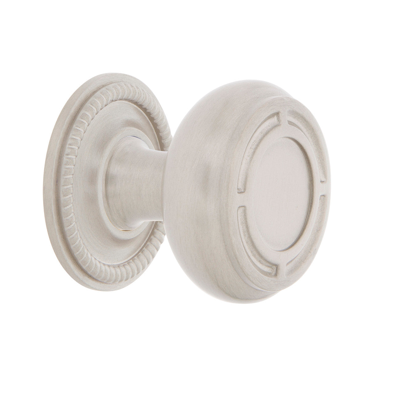 Nostalgic Warehouse 769543: 1-3/8" Mission Cabinet Knob w/Rope Rose - Satin Nickel