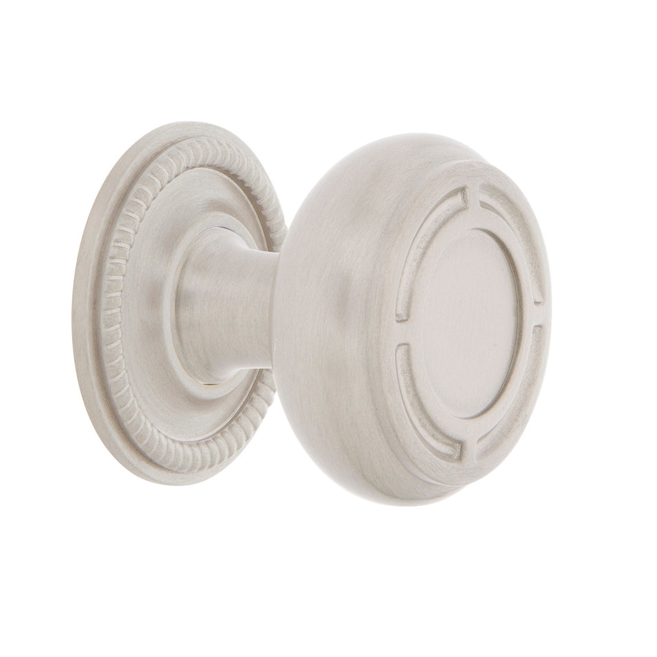 Nostalgic Warehouse 769543: 1-3/8" Mission Cabinet Knob w/Rope Rose - Satin Nickel
