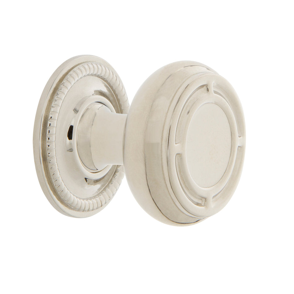Nostalgic Warehouse 769544: 1-3/8" Mission Cabinet Knob w/Rope Rose - Polished Nickel