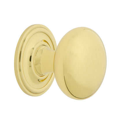 Nostalgic Warehouse 769554: 1-3/8" New York Cabinet Knob w/Classic Rose - Polished Brass