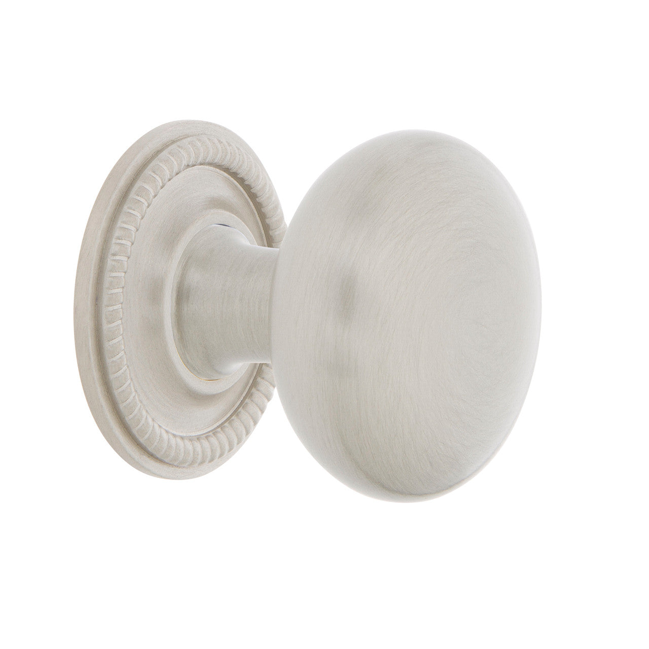 Nostalgic Warehouse 769562: 1-3/8" New York Cabinet Knob w/Rope Rose - Satin Nickel