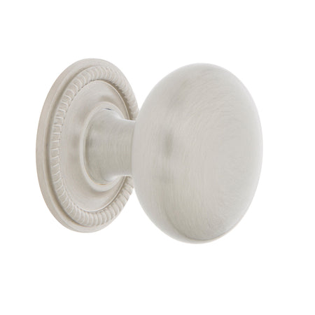 Nostalgic Warehouse 769562: 1-3/8" New York Cabinet Knob w/Rope Rose - Satin Nickel