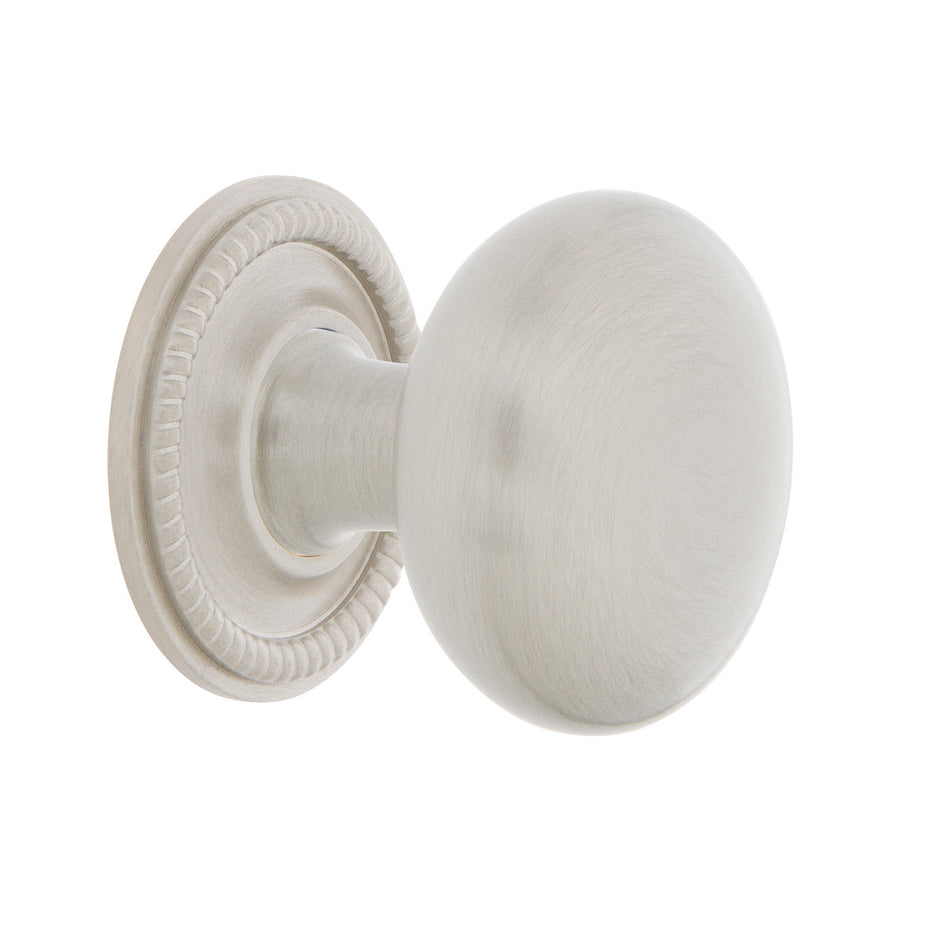 Nostalgic Warehouse 769562: 1-3/8" New York Cabinet Knob w/Rope Rose - Satin Nickel