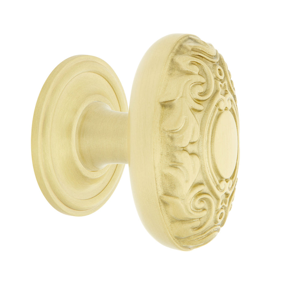 Nostalgic Warehouse 769566: 1-3/4" Victorian Cabinet Knob w/Classic Rose - Satin Brass