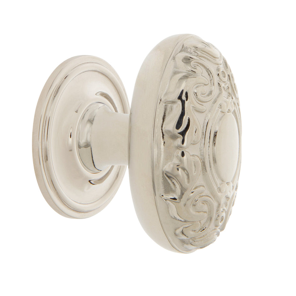 Nostalgic Warehouse 769567: 1-3/4" Victorian Cabinet Knob w/Classic Rose - Polished Nickel