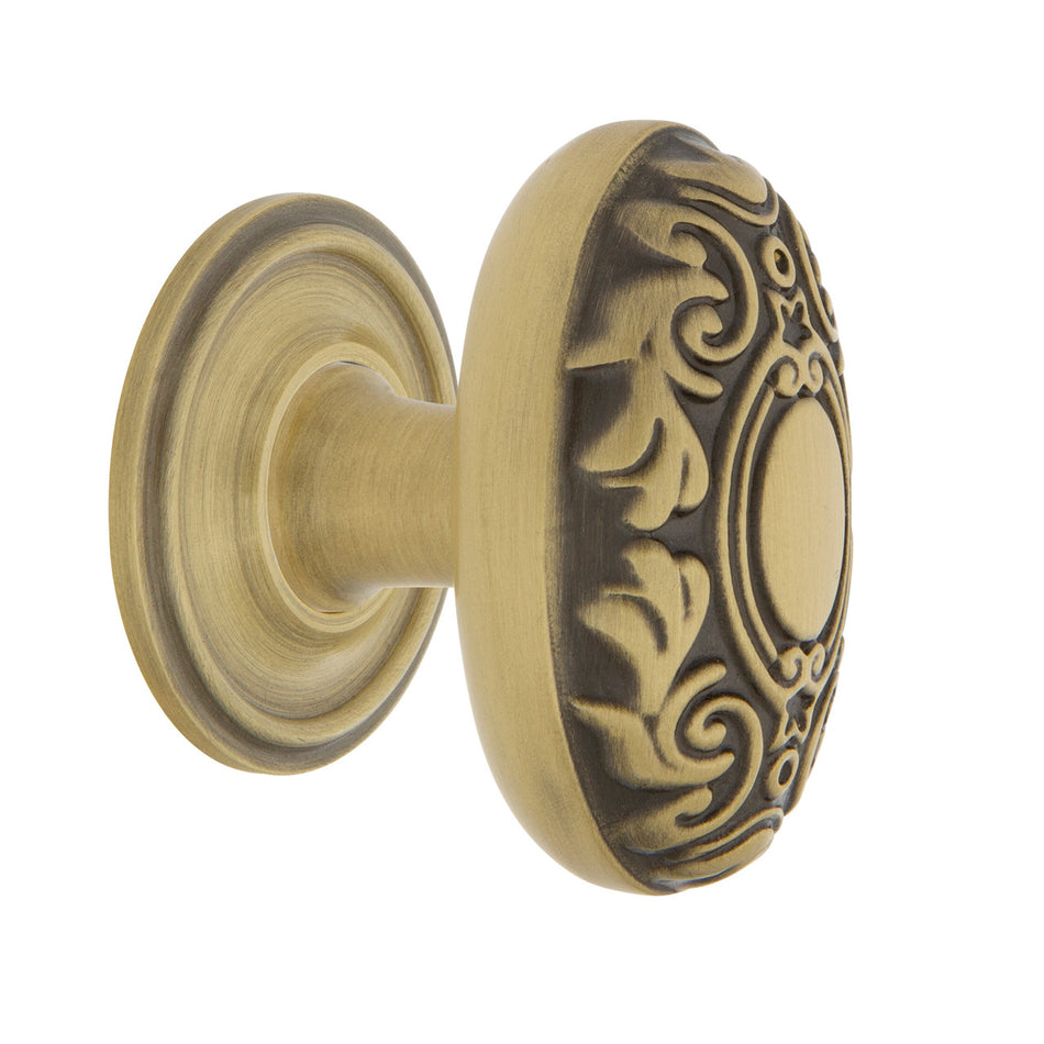 Nostalgic Warehouse 769568: 1-3/4" Victorian Cabinet Knob w/Classic Rose - Antique Brass