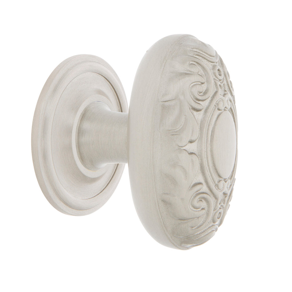 Nostalgic Warehouse 769572: 1-3/4" Victorian Cabinet Knob w/Classic Rose - Satin Nickel