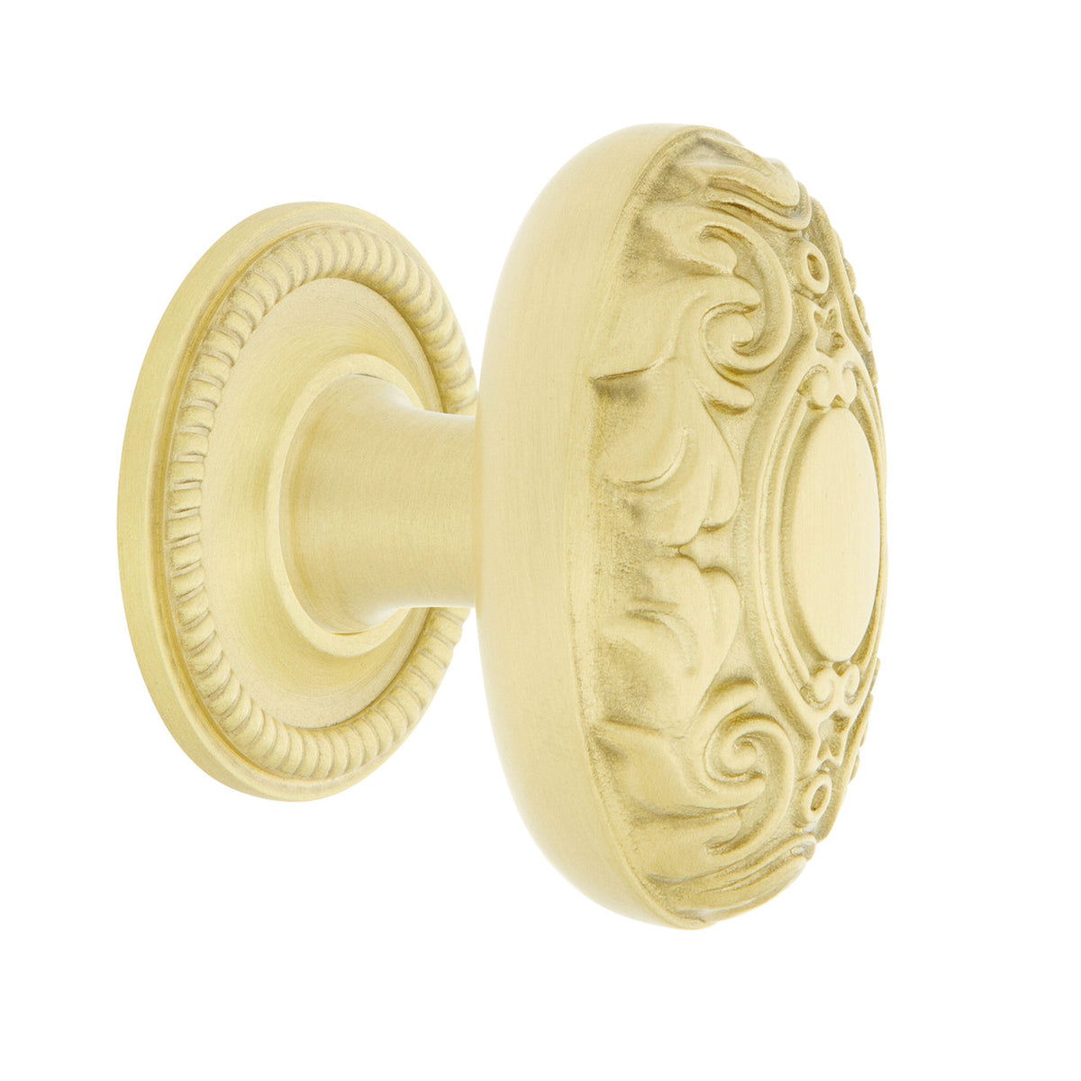 Nostalgic Warehouse 769575: 1-3/4" Victorian Cabinet Knob w/Rope Rose - Satin Brass