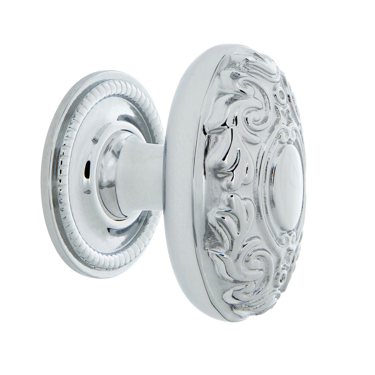 Nostalgic Warehouse 769578: 1-3/4" Victorian Cabinet Knob w/Rope Rose - Bright Chrome