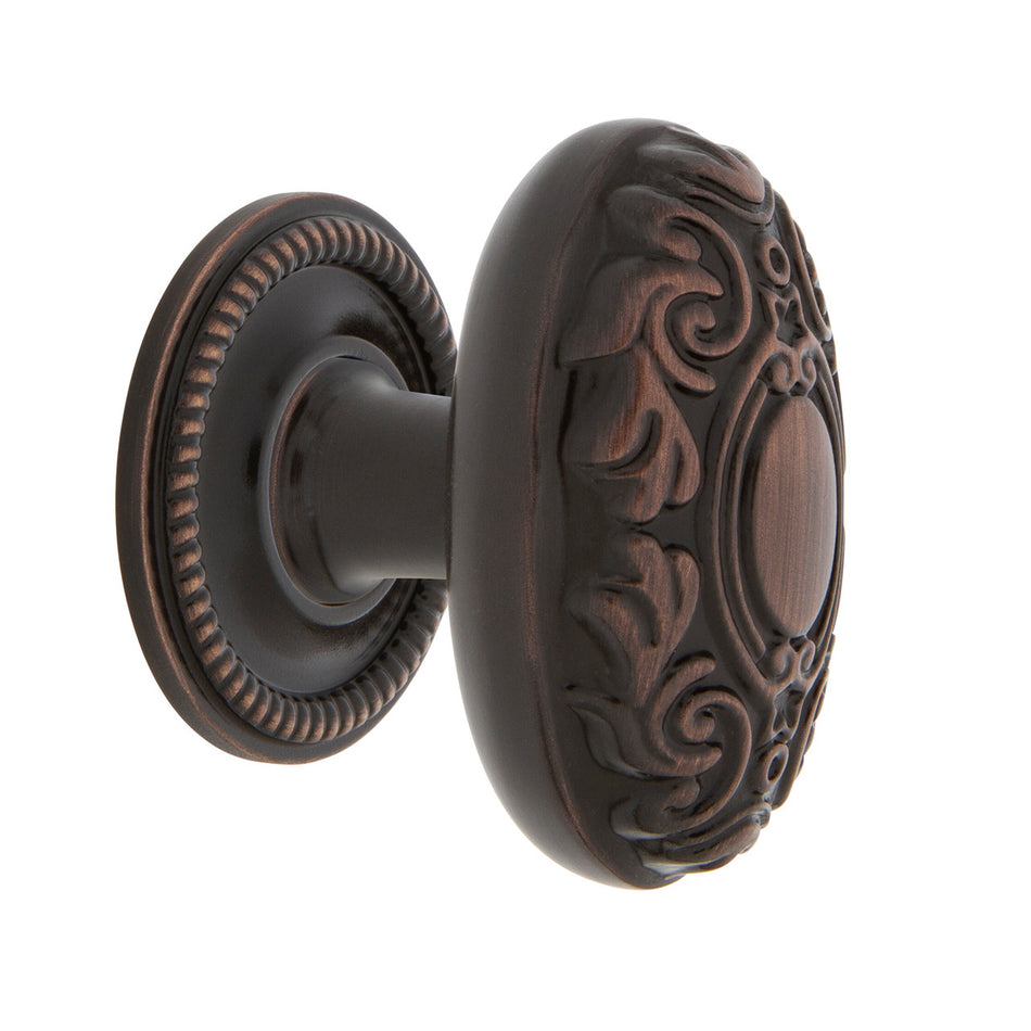 Nostalgic Warehouse 769579: 1-3/4" Victorian Cabinet Knob w/Rope Rose - Timeless Bronze