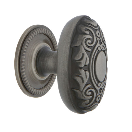 Nostalgic Warehouse 769580: 1-3/4" Victorian Cabinet Knob w/Rope Rose - Antique Pewter