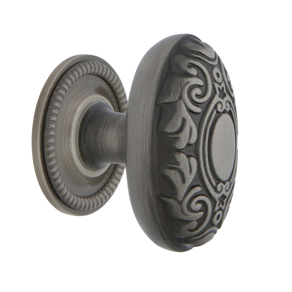 Nostalgic Warehouse 769580: 1-3/4" Victorian Cabinet Knob w/Rope Rose - Antique Pewter