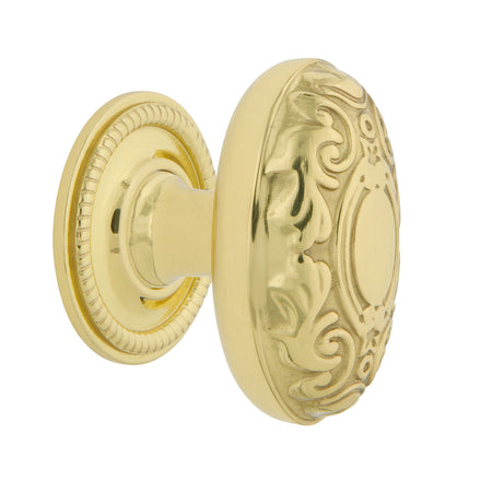Nostalgic Warehouse 769582: 1-3/4" Victorian Cabinet Knob w/Rope Rose - Unlacquered Brass