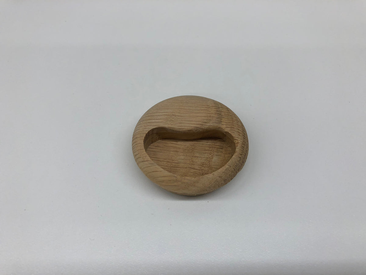 Cal Crystal 7707:  Round Flush Cabinet Pull - Oak