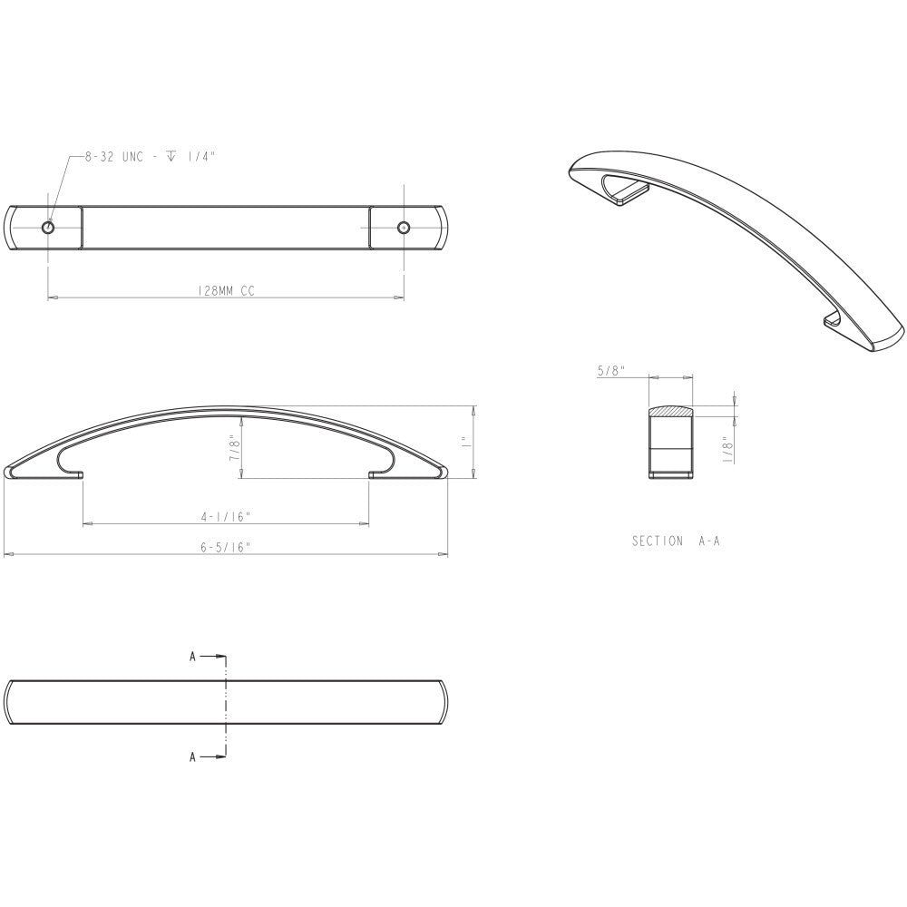 Elements 771-128PC: 128 mm cc Strickland Bow Cabinet Pull - Polished Chrome