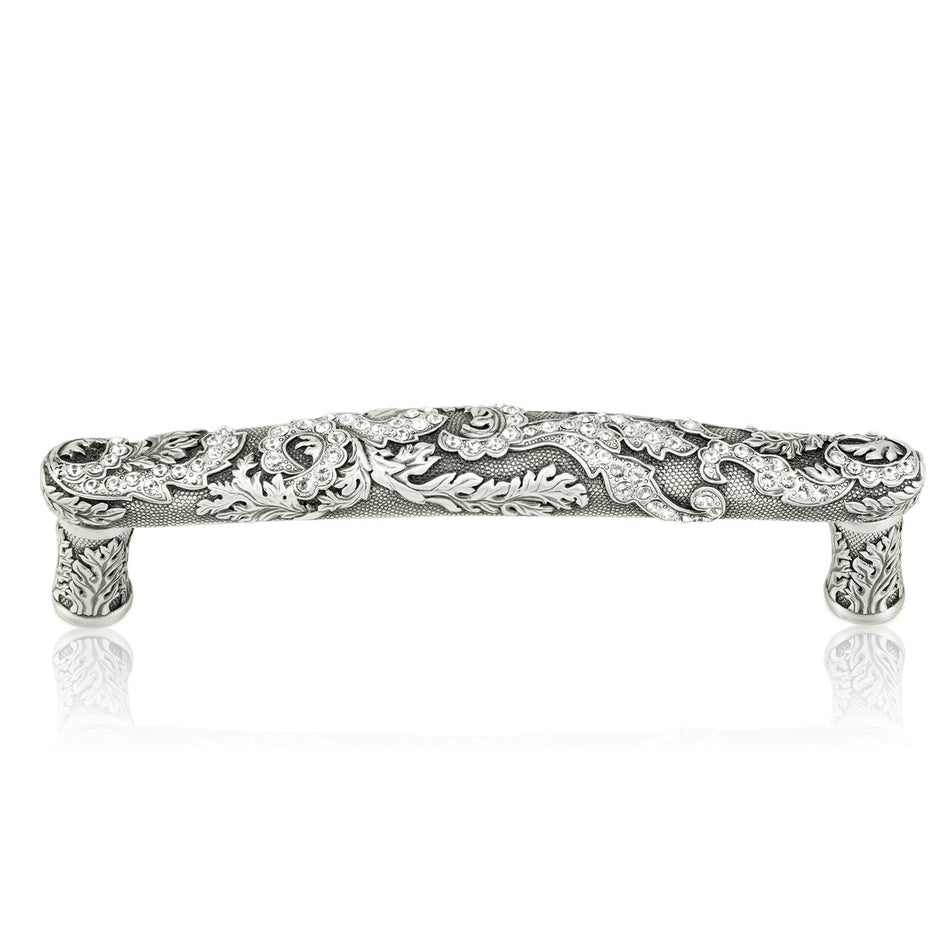 Edgar Bererbi 7715MS: 5" cc Glendale Court Cabinet Pull - Matte Sterling Silver/Swarovski Crystal