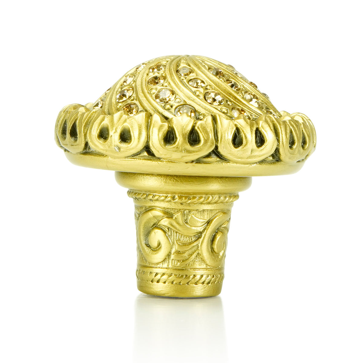 Edgar Bererbi 7719FG: 1-1/4" Fontainebleau Cabinet Knob - Florentine Gold/Swarovski Crystal