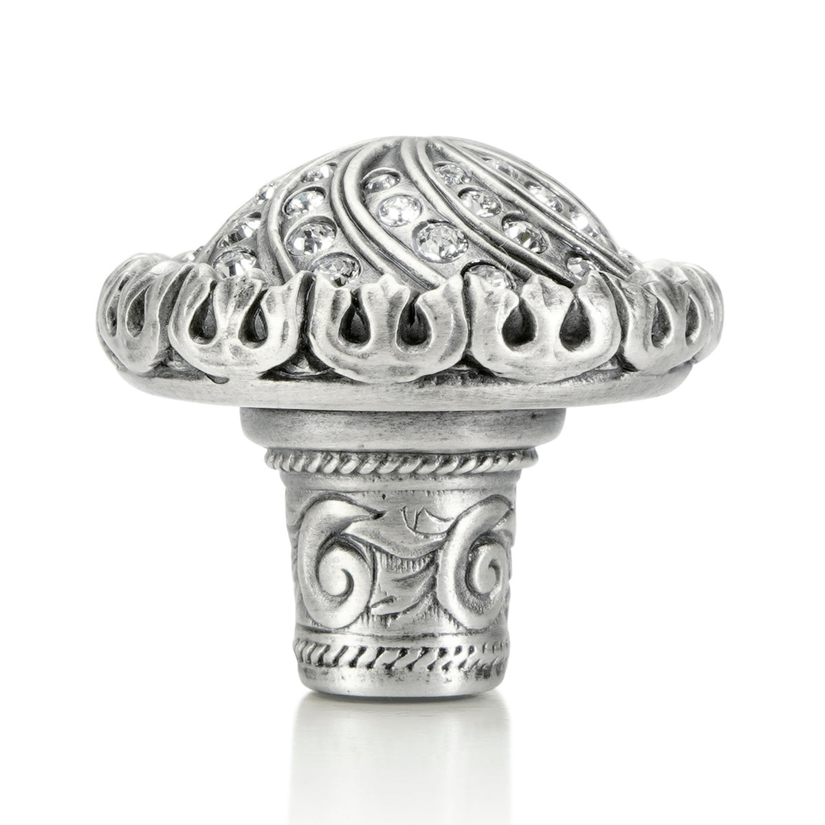 Edgar Bererbi 7719MS: 1-1/4" Fontainebleau Cabinet Knob - Matte Sterling Silver/Swarovski Crystal