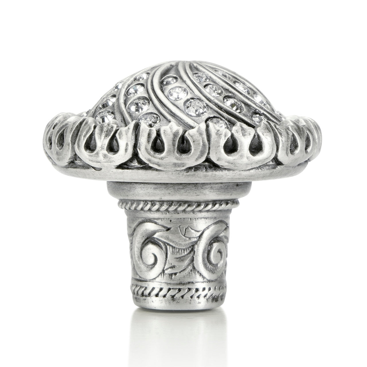 Edgar Bererbi 7719MS: 1-1/4" Fontainebleau Cabinet Knob - Matte Sterling Silver/Swarovski Crystal