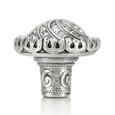 Edgar Bererbi 7719MS: 1-1/4" Fontainebleau Cabinet Knob - Matte Sterling Silver/Swarovski Crystal