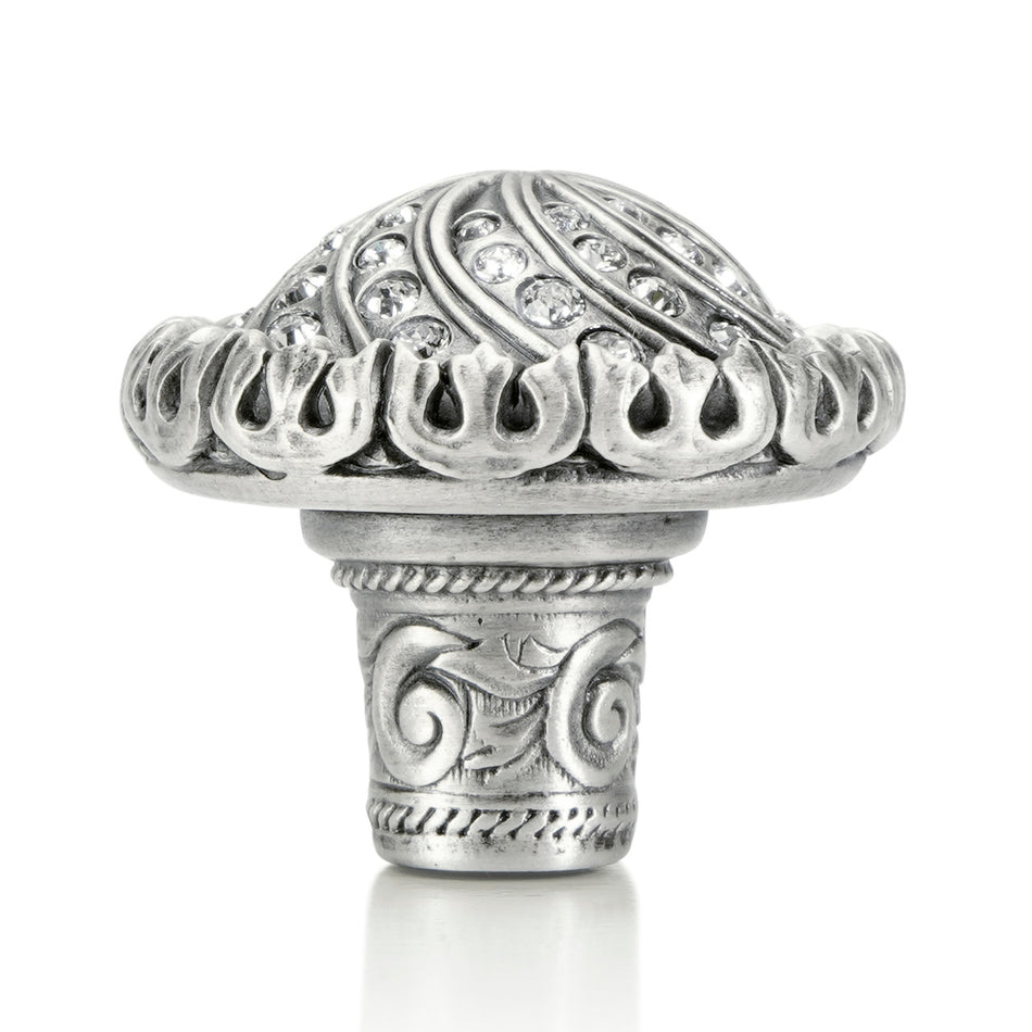 Edgar Bererbi 7719MS: 1-1/4" Fontainebleau Cabinet Knob - Matte Sterling Silver/Swarovski Crystal