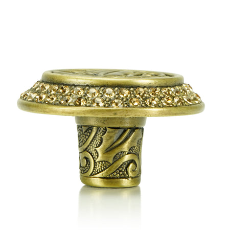 Edgar Bererbi 7741BB: 1-9/16" Rookwood Cabinet Knob - Burnished Brass/Swarovski Crystal