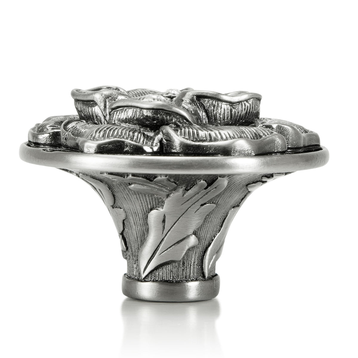 Edgar Bererbi 7743AN: 1-9/16" Floral View Cabinet Knob - Antique Nickel/Swarovski Crystal