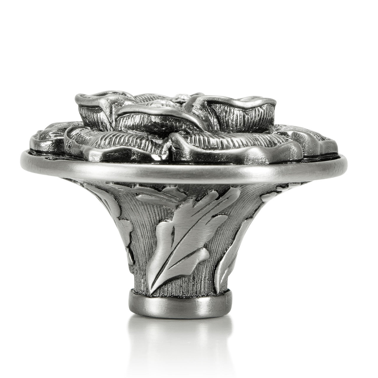 Edgar Bererbi 7743AN: 1-9/16" Floral View Cabinet Knob - Antique Nickel/Swarovski Crystal