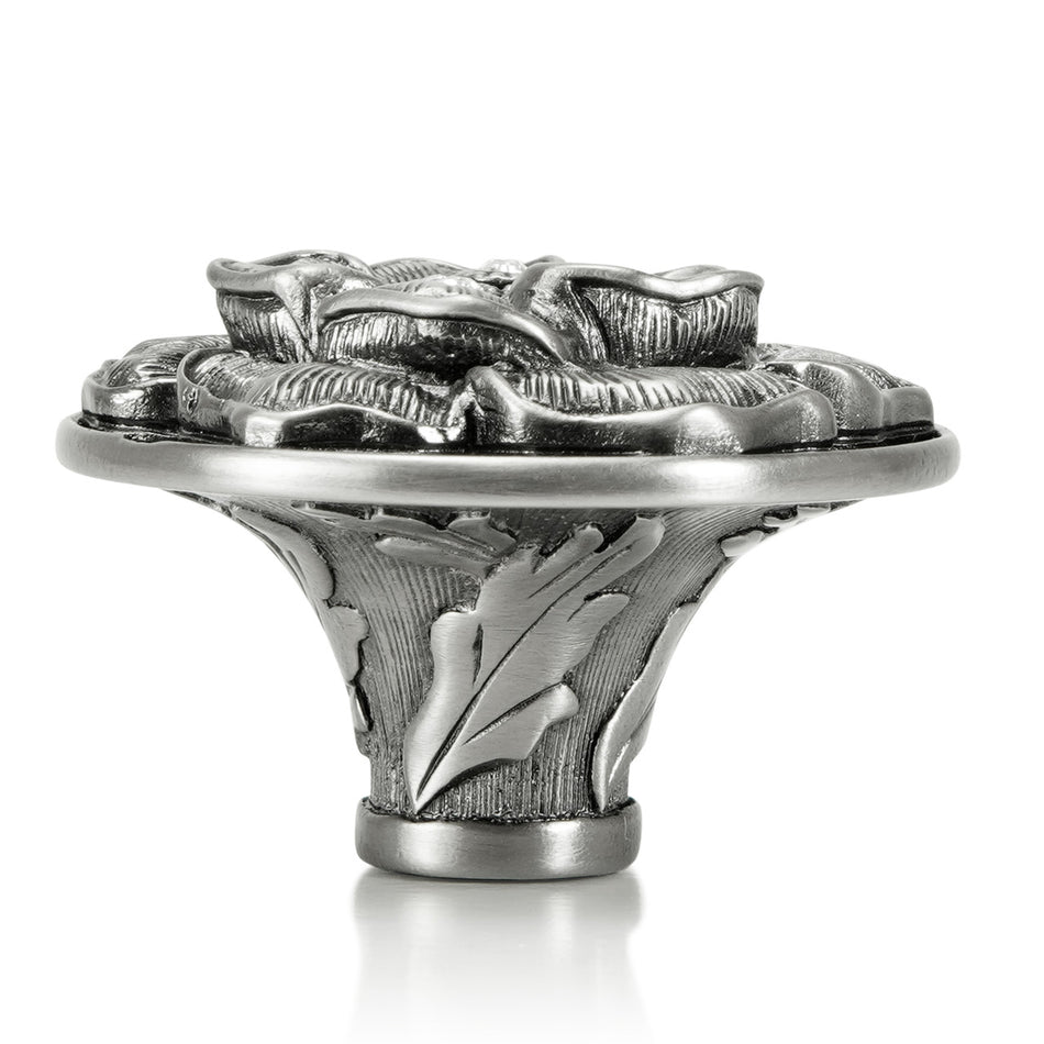 Edgar Bererbi 7743AN: 1-9/16" Floral View Cabinet Knob - Antique Nickel/Swarovski Crystal